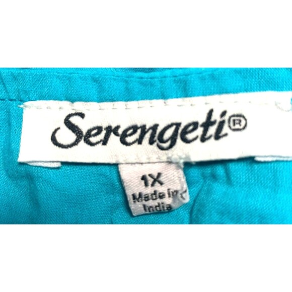 Serengeti Crinkle Cotton Top Front Tie Cropped New 100% Cotton Size 1X Beachy - Picture 2 of 4